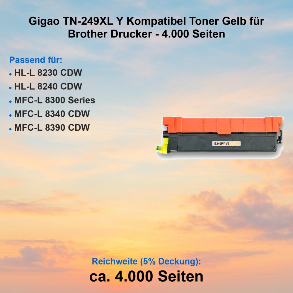 Gigao Toner TN-249Y kompatibel Brother 249 Y Gelb Yellow 4000 Seiten