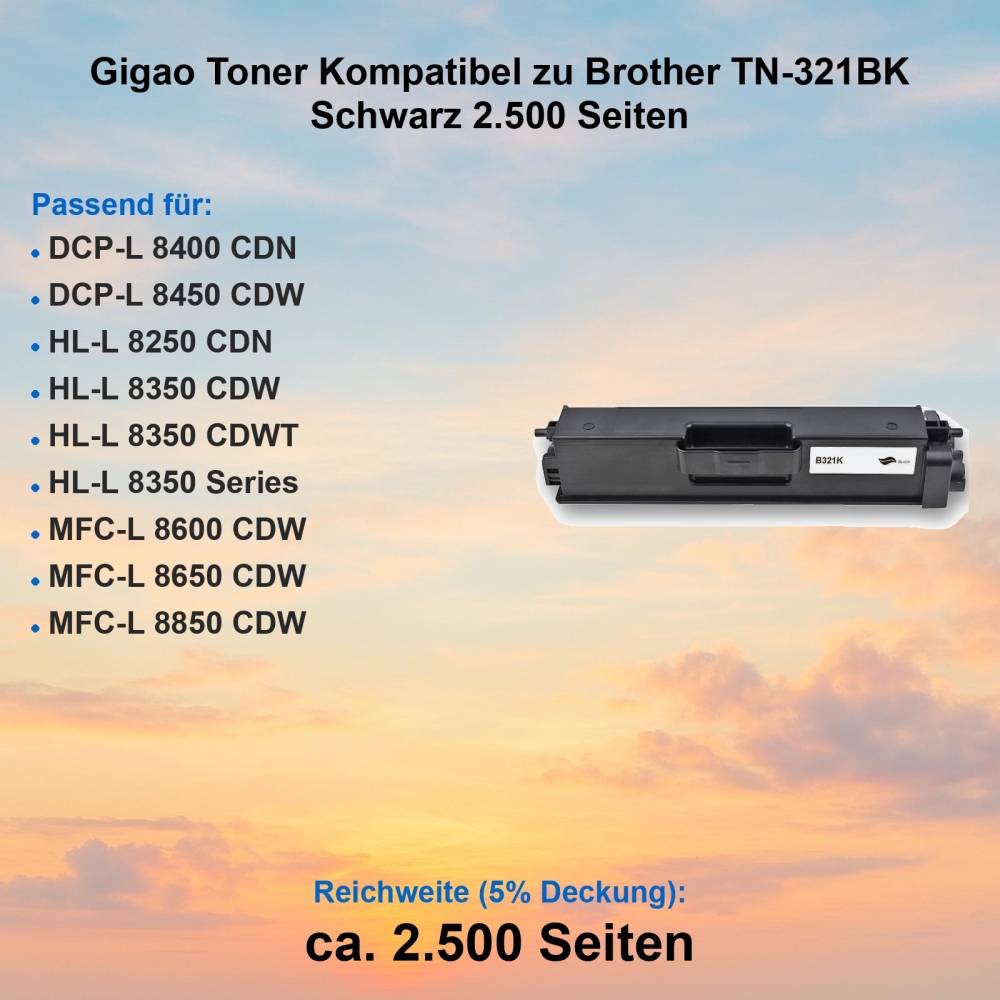 Gigao Toner Kompatibel zu Brother TN-321BK Schwarz 2.500 Seiten