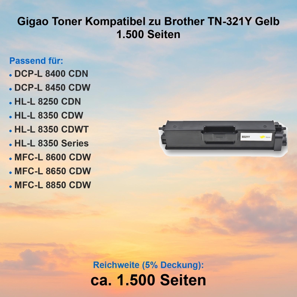 Gigao Toner Kompatibel zu Brother TN-321Y Gelb 1.500 Seiten