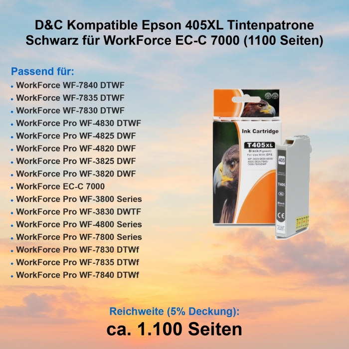 D&C Kompatible Epson 405XL Tintenpatrone Schwarz...