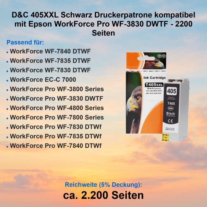 D&C 405XXL Schwarz Druckerpatrone kompatibel mit...