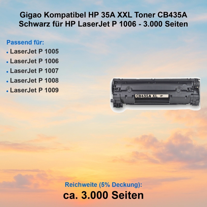 Gigao Kompatibel HP 35A XXL Toner CB435A Schwarz für...