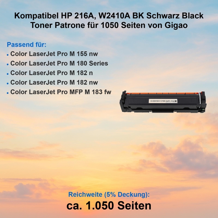 Kompatibel HP 216A, W2410A BK Schwarz Black Toner Patrone...