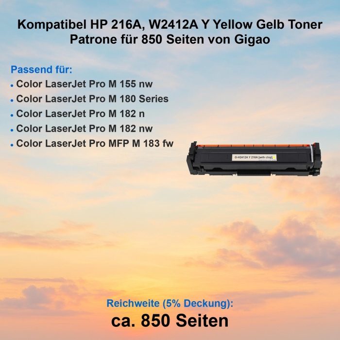 Kompatibel HP 216A, W2412A Y Yellow Gelb Toner Patrone...