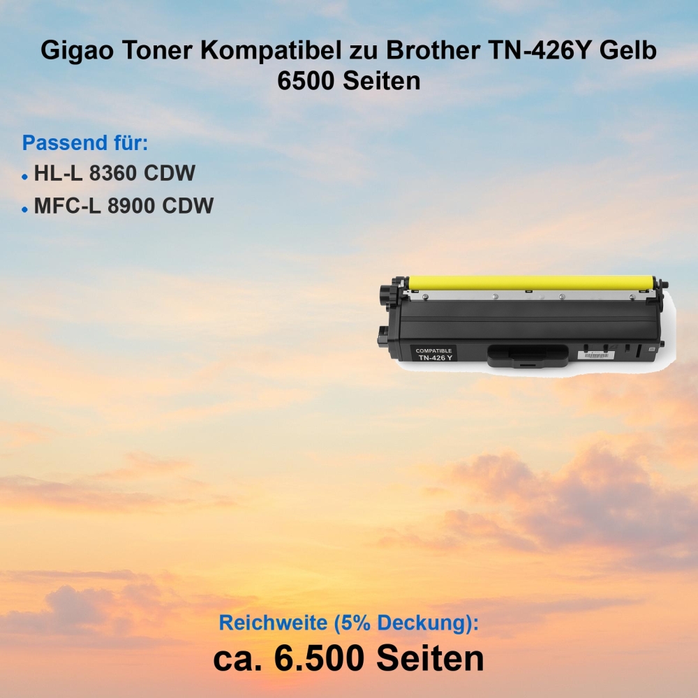 Gigao Toner Kompatibel zu Brother TN-426Y Gelb 6500 Seiten