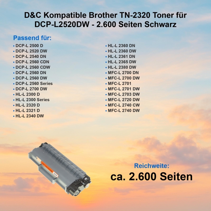 D&C Kompatible Brother TN-2320 Toner für...