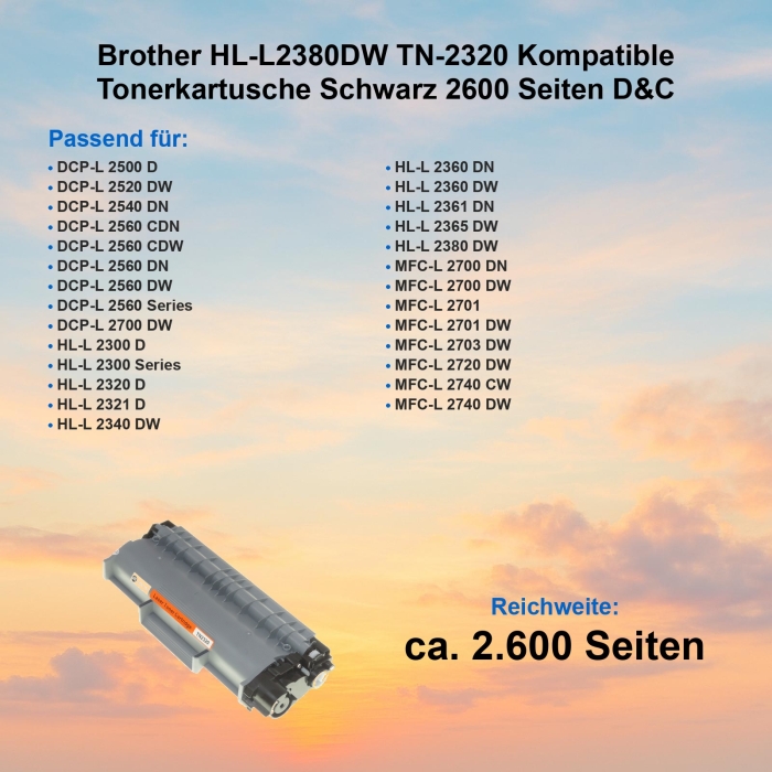 Brother HL-L2380DW TN-2320 Kompatible Tonerkartusche...