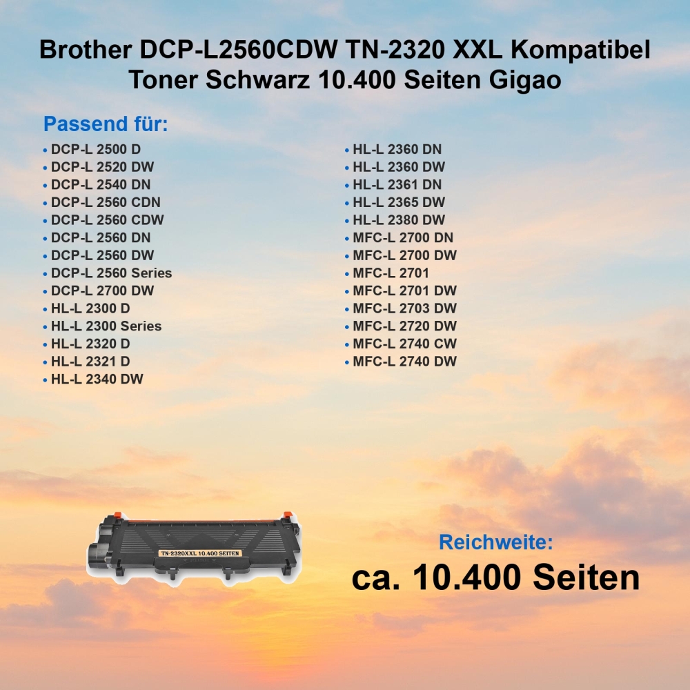 Brother DCP-L2560CDW TN-2320 XXL Kompatibel Toner Schwarz 10.400 Seiten Gigao
