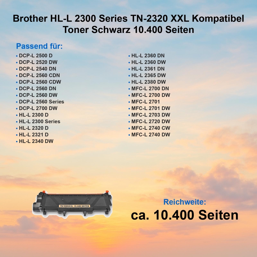 Brother HL-L 2300 Series TN-2320 XXL Kompatibel Toner Schwarz 10.400 Seiten