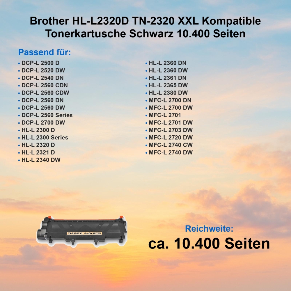 Brother HL-L2320D TN-2320 XXL Kompatible Tonerkartusche Schwarz 10.400 Seiten