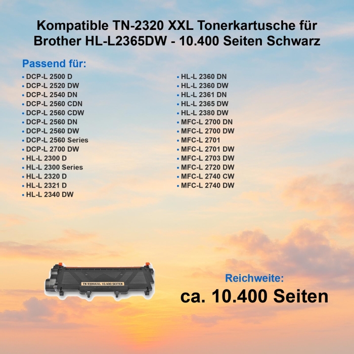 Kompatible TN-2320 XXL Tonerkartusche für Brother...