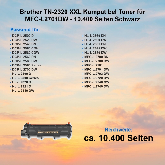 Brother TN-2320 XXL Kompatibel Toner für MFC-L2701DW...