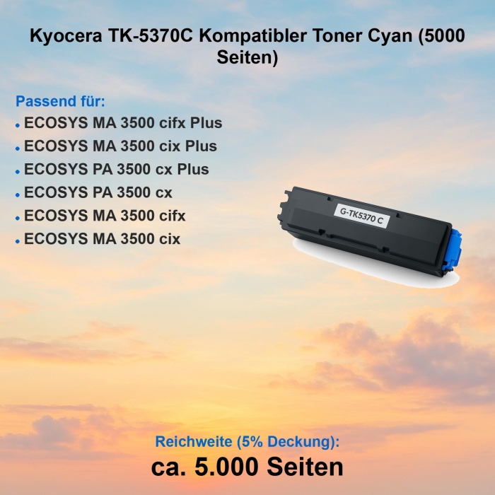 Kyocera TK-5370C Kompatibler Toner Cyan (5000 Seiten)