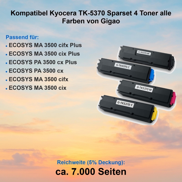 Kompatibel Kyocera TK-5370 Sparset 4 Toner alle Farben von Gigao