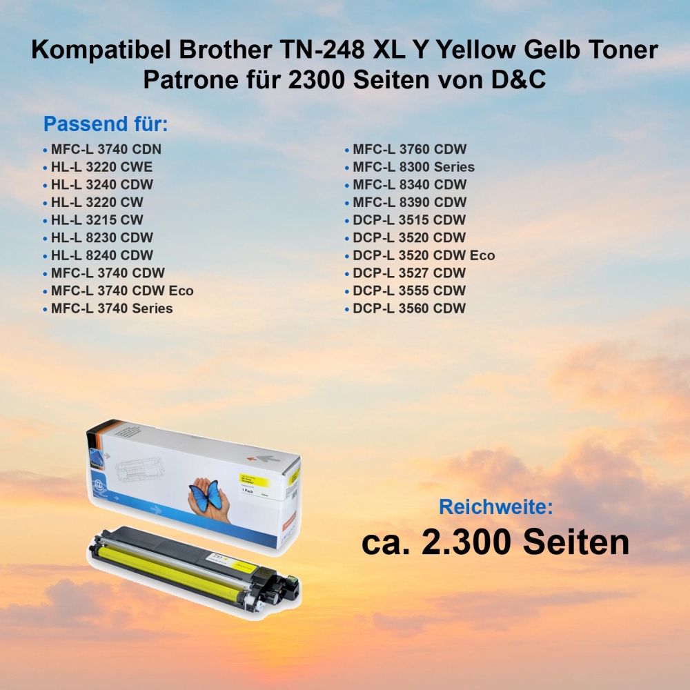Brother MFC-L3740CDN TN-248XL Gelb Toner Kompatibel 2300 Seiten