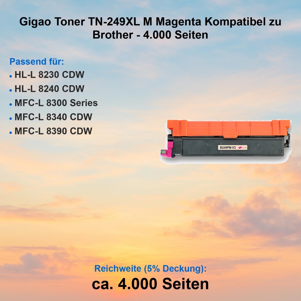 Gigao Toner TN-249XL M Magenta für Brother MFC-L8300 Series – 4.000 Seiten