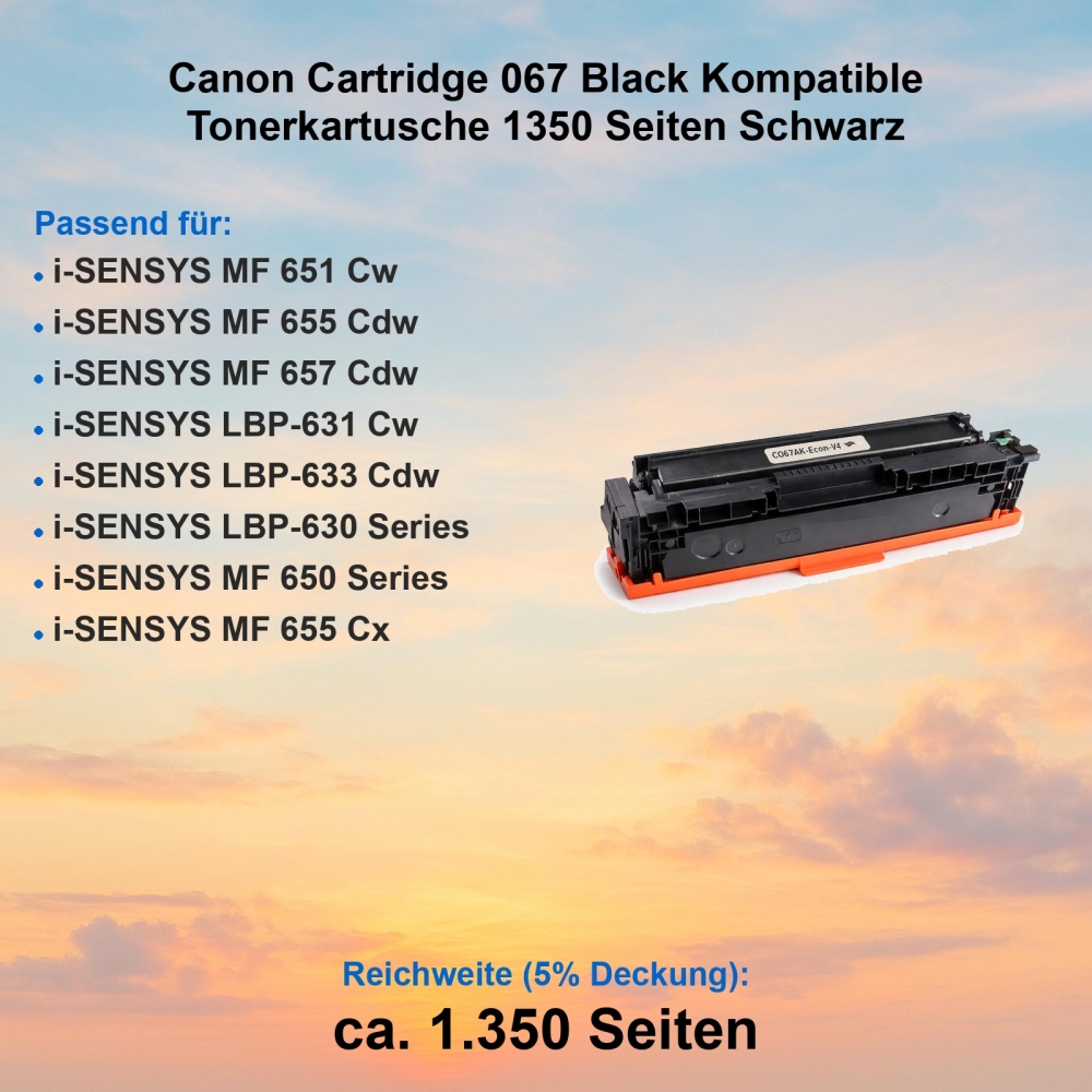 Canon Cartridge 067 Black Kompatible Tonerkartusche 1350 Seiten Schwarz