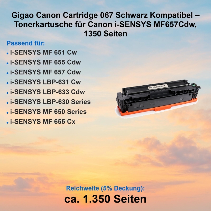 Gigao Canon Cartridge 067 Schwarz Kompatibel –...