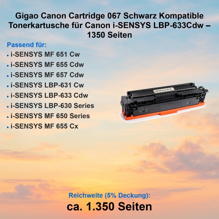 Gigao Canon Cartridge 067 Schwarz Kompatible...