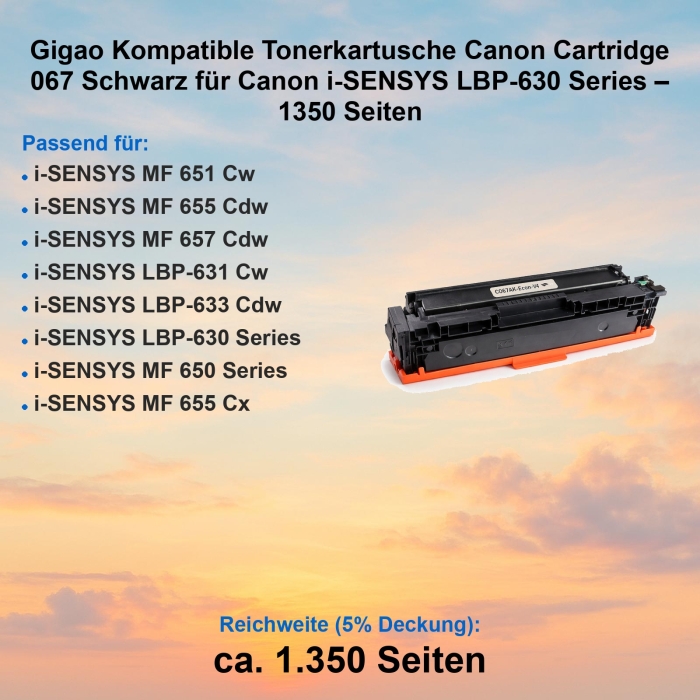 Gigao Kompatible Tonerkartusche Canon Cartridge 067...
