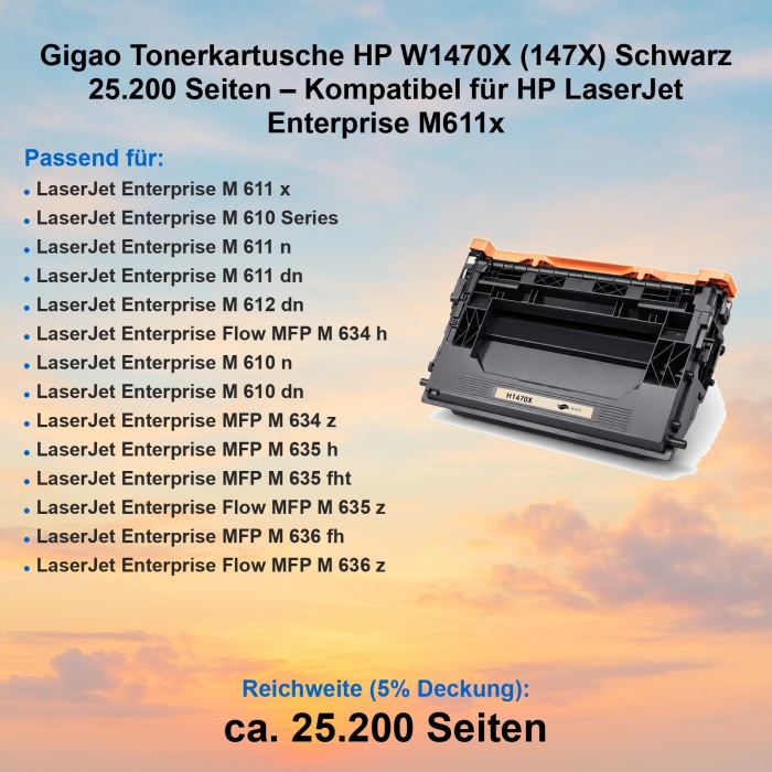 Gigao Tonerkartusche HP W1470X (147X) Schwarz 25.200...