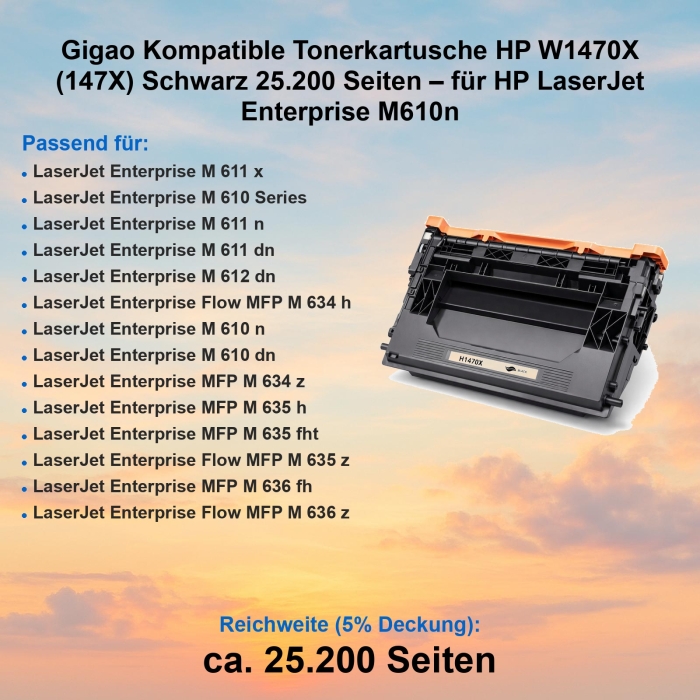 Gigao Kompatible Tonerkartusche HP W1470X (147X) Schwarz...