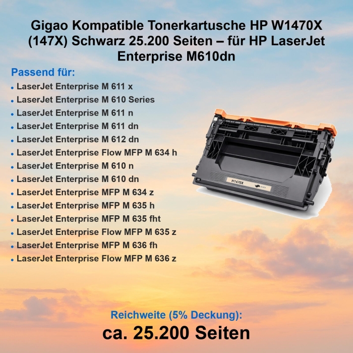Gigao Kompatible Tonerkartusche HP W1470X (147X) Schwarz...