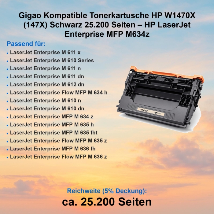 Gigao Kompatible Tonerkartusche HP W1470X (147X) Schwarz...