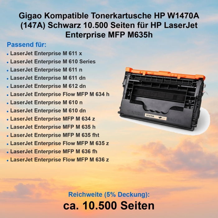 Gigao Kompatible Tonerkartusche HP W1470A (147A) Schwarz...