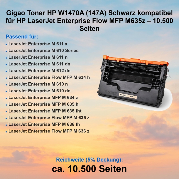 Gigao Toner HP W1470A (147A) Schwarz kompatibel für...