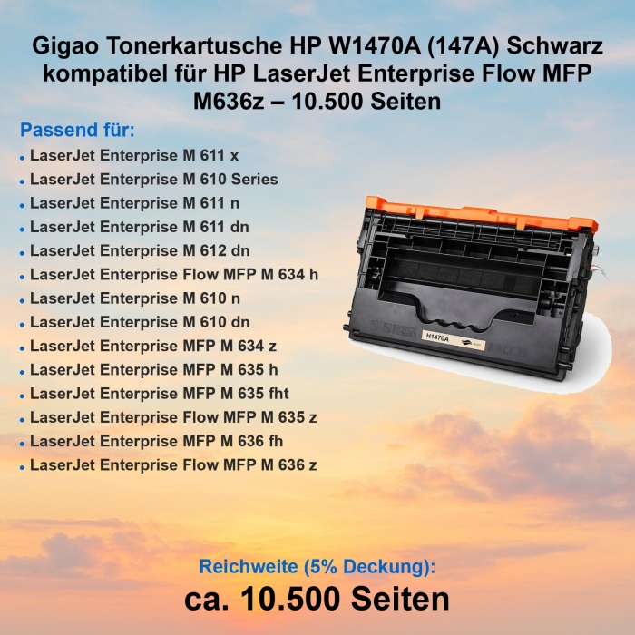 Gigao Tonerkartusche HP W1470A (147A) Schwarz kompatibel...