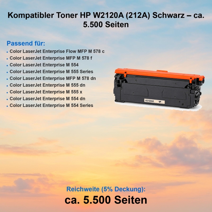 Kompatibler Toner HP W2120A (212A) Schwarz – ca....