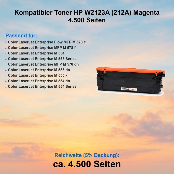 Kompatibler Toner HP W2123A (212A) Magenta 4.500 Seiten