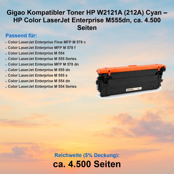 Gigao Kompatibler Toner HP W2121A (212A) Cyan – HP...