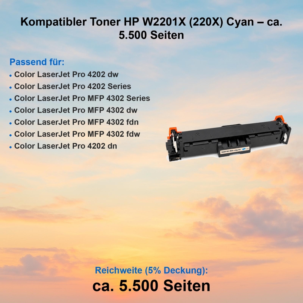 Gigao W2201X Toner kompatibel HP 220X Cyan XL-Version