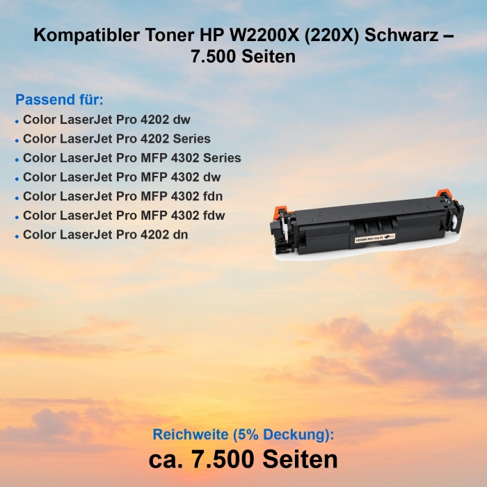Gigao W2200X Toner kompatibel HP 220X Schwarz XL-Version