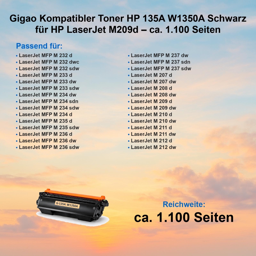 Toner für HP M209d kompatibel HP 135A W1350A / HP LaserJet M209d Drucker