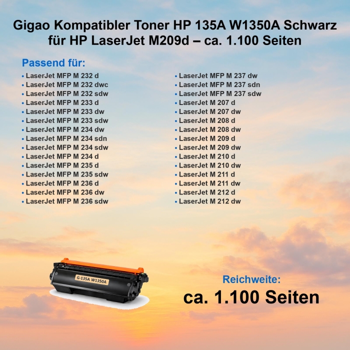 Toner für HP M209d kompatibel HP 135A W1350A / HP...