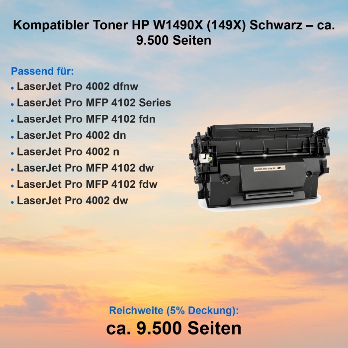 Kompatibler Toner HP W1490X (149X) Schwarz – ca....