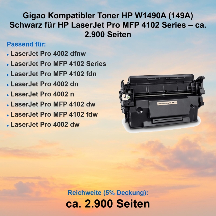 Gigao Kompatibler Toner HP W1490A (149A) Schwarz für...