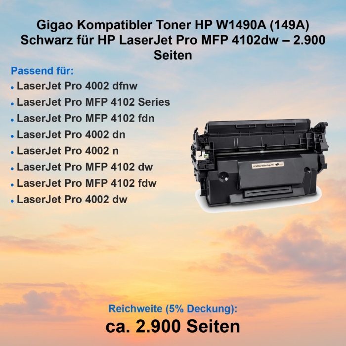 Gigao Kompatibler Toner HP W1490A (149A) Schwarz für...