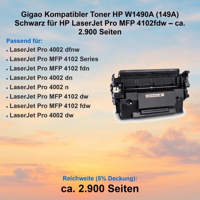 Gigao Kompatibler Toner HP W1490A (149A) Schwarz für...