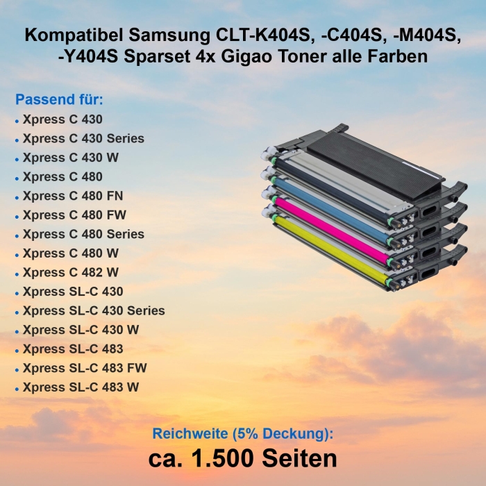 Xpress SL-C430 Tonerset von Gigao kompatibel Samsung CLT-K404S CLT-C404S CLT-M404S CLT-Y404S