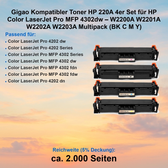 Gigao Kompatibler Toner HP 220A 4er Set für HP Color...