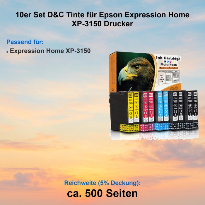 Kompatibel 10er Tintenset für Epson Expression Home...