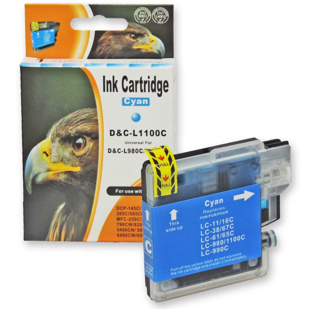 Kompatibel Brother LC-980C, LC-1100C Cyan Blau Druckerpatrone Tinte bis 325 Seiten von D&C