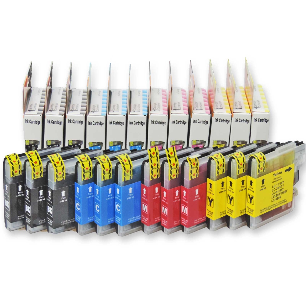 12 Druckerpatronen kompatibel Brother LC-980, LC-1100 VAL Druckerpatronen TintenSet alle Farben von D&C