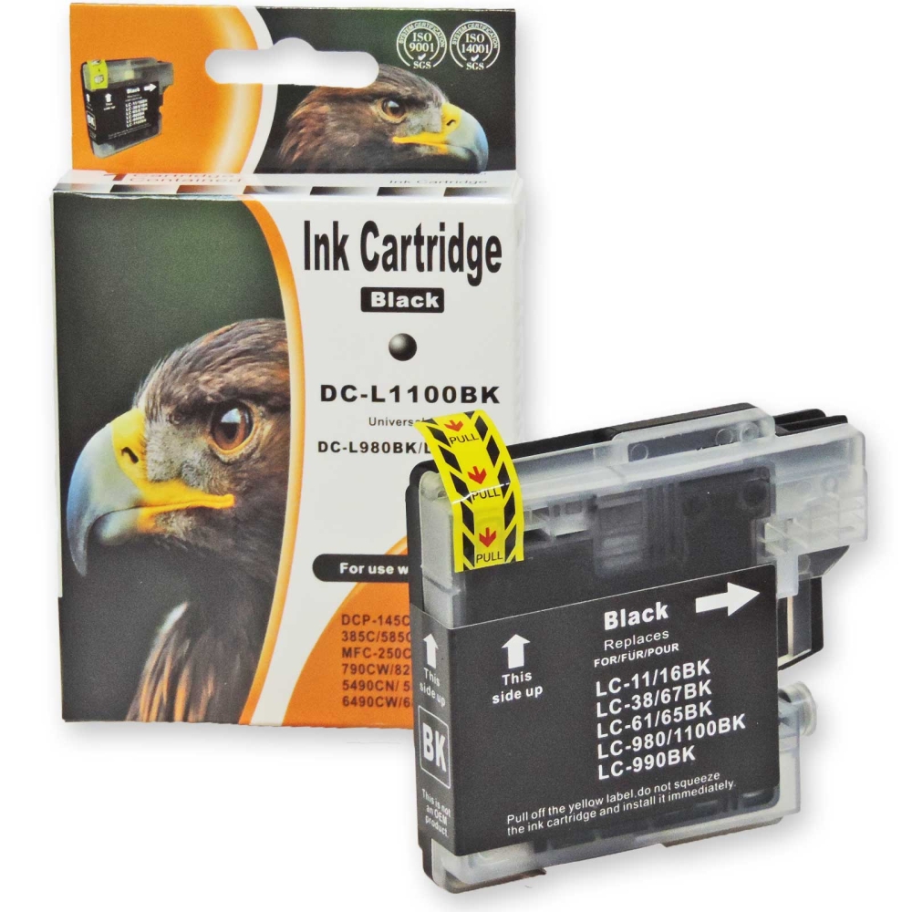 Kompatibel Brother LC-980BK, LC-1100BK Black Multipack 10 schwarze Druckerpatronen Tinte je 450 Seiten von D&C
