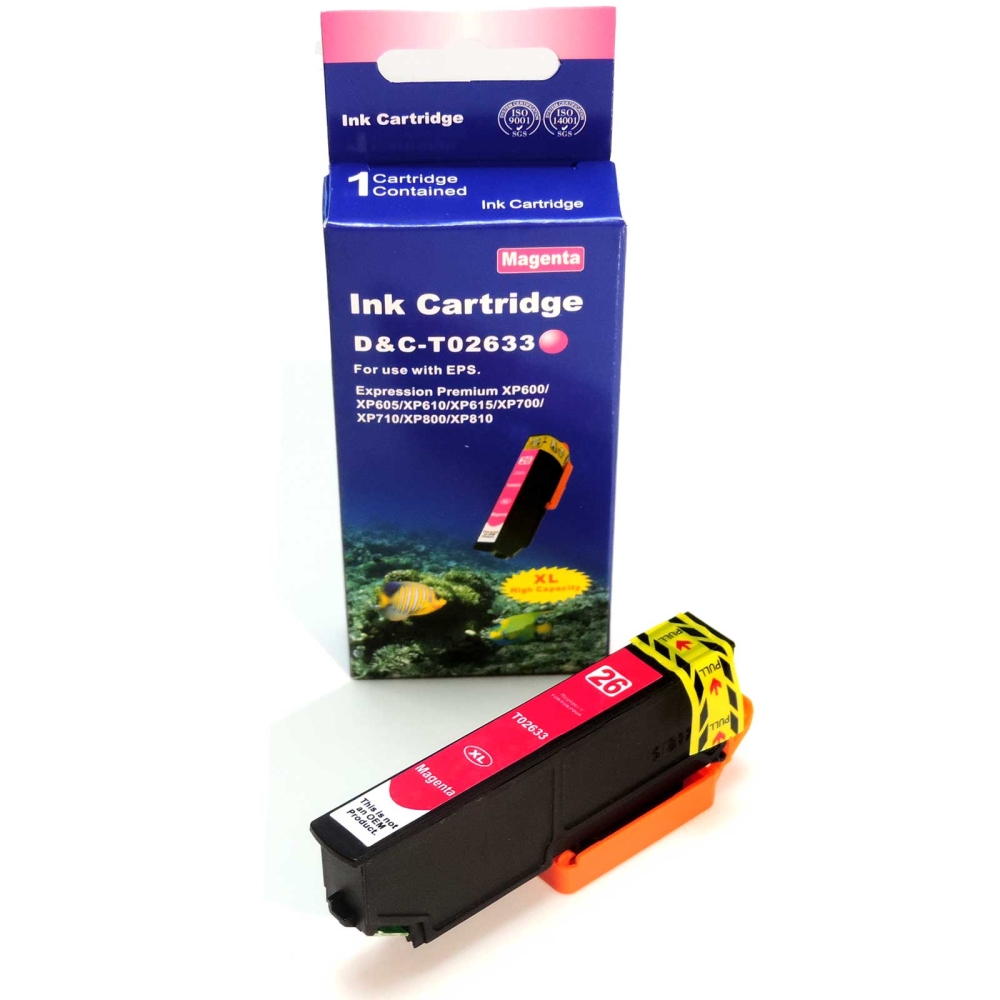 Kompatibel Epson T2633, Eisbär, 26XL, C13T26334010 M Magenta Rot Druckerpatrone für 700 Seiten von D&C