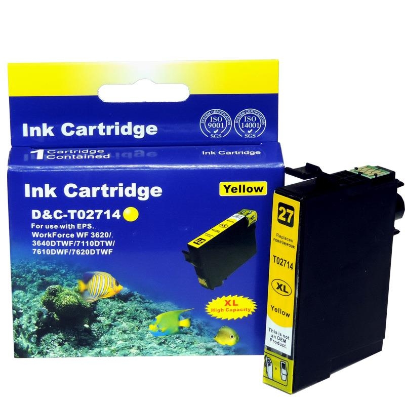 Kompatibel Epson Wecker, T2714, 27XL, C13T27144010 Y Yellow Gelb Druckerpatrone für 1.100 Seiten von D&C